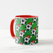 Voetbal Santa Hat Pattern op Green Mok (Voorkant links)