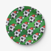 Voetbal Santa Hat Pattern op Green Papieren Bordje (Voorkant)