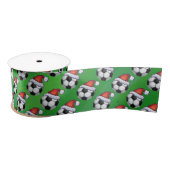 Voetbal Santa Hat Pattern op Green Satijnen Lint (Spoel)