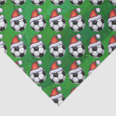 Voetbal Santa Hat Pattern op Green Tissuepapier (Detail)