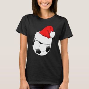 Voetbal Santa Hoed Kerstmis Mannen Vrouwen Kinder T-shirt