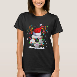 Voetbal Santa Hoed Rendier Kerstverlichting Leuk X T-shirt