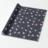 Voetbal Santa op marineblauw Cadeaupapier (Uitgerold)