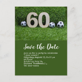 Voetbal save the date met bal 60ste verjaardag briefkaart