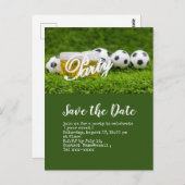 Voetbal save the date met bal Feest  Briefkaart (Voorkant / Achterkant)