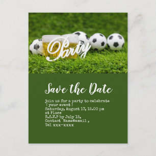 Voetbal save the date met bal Feest  Briefkaart