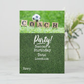 Voetbal Save the Date voor COACH Feest Kaart (Staand voorkant)