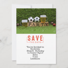 Voetbal Save the date voor Verjaardagsfeestje  Kaart