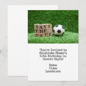 Voetbal Save the date voor verjaardagsfeestje  Kaart (Voorkant / Achterkant)