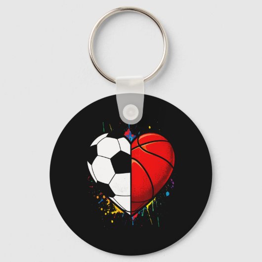 Voetbal Schets Ll Hart Voetll Valentijnsdag  Sleutelhanger (Voorkant)