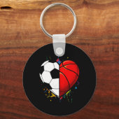 Voetbal Schets Ll Hart Voetll Valentijnsdag  Sleutelhanger (Voorkant)