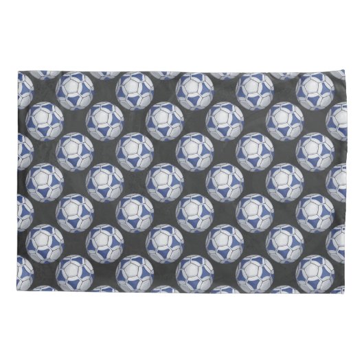 Voetbal Schildblauw en wit patroon Kussensloop (Achterkant)