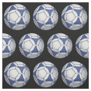 voetbal Schildblauw en wit patroon Stof