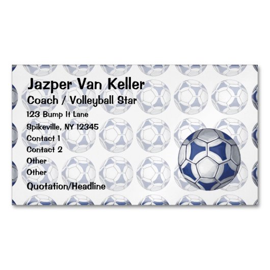 Voetbal Schildblauw en wit patroon Visitekaartje Magneet (Voorkant)