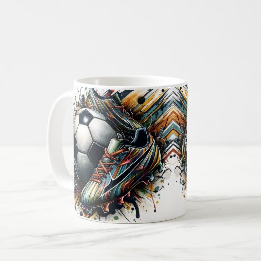 Voetbal schoenen koffiemok (Voorkant links)