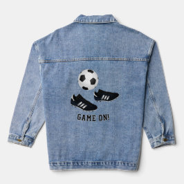 Voetbal schoenen voeg bijschrift toe denim jacket