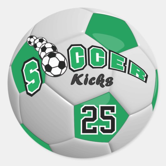 Voetbal Schoppen |  Groen Ronde Sticker (Voorkant)