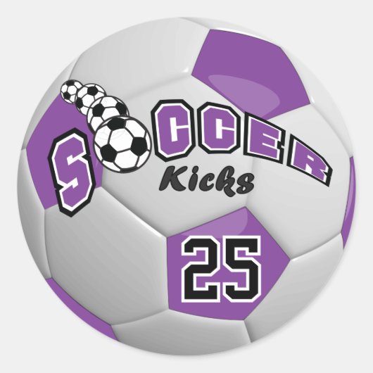 Voetbal Schoppen | Paars Ronde Sticker (Voorkant)