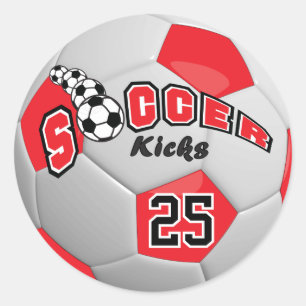 Voetbal Schoppen Rood Ronde Sticker