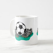 voetbal schoten koffiemok (Voorkant links)