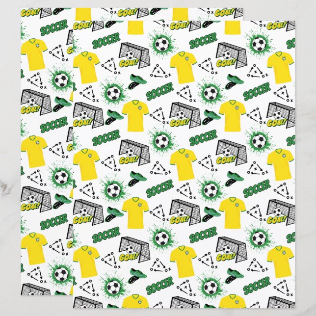 Voetbal scrapbookpapier (Voorkant / Achterkant)