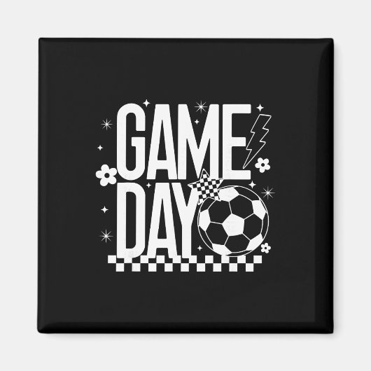 Voetbal Seizoen Moeder Retro Geruite Bliksem Magneet (Voorkant)