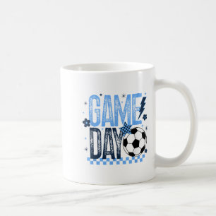 Voetbal Seizoen Retro Lichtblauw Geruit  Koffiemok