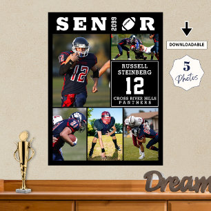 Voetbal Senior 5 Foto Collage Afstuderen Poster