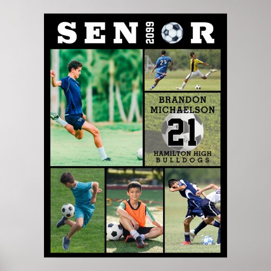 Voetbal Senior Afstuderen 6 Fotocollage Poster (Voorkant)