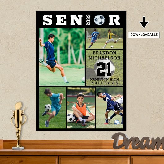 Voetbal Senior Afstuderen 6 Fotocollage Poster