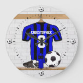 Voetbal Shirt (blauw en zwart ) Grote Klok (Voorkant)