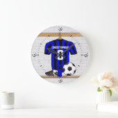 Voetbal Shirt (blauw en zwart ) Grote Klok (Huis)