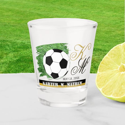 Voetbal Shot Glass, Monogram, Naam / Aangepast Glas