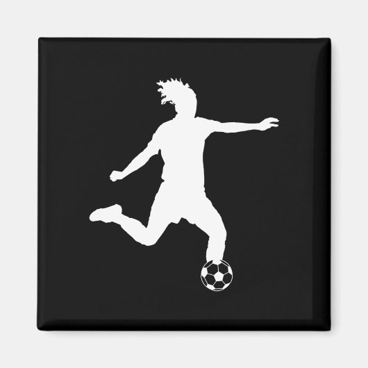 Voetbal Silhouet Magnet Zwart (Voorkant)