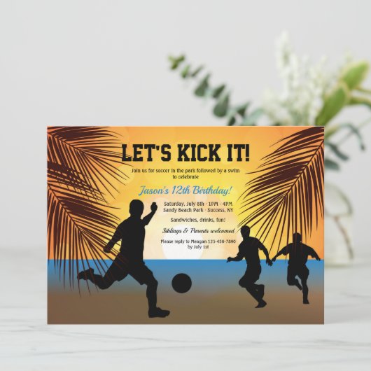 Voetbal Silhouetten Uitnodiging (Staand voorkant)