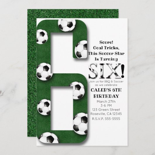 Voetbal Six 6 6e verjaardagsfeest Kaart (Voorkant / Achterkant)