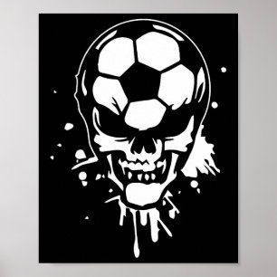 Voetbal Skelet Grappige Speler Halloween Schedel H Poster