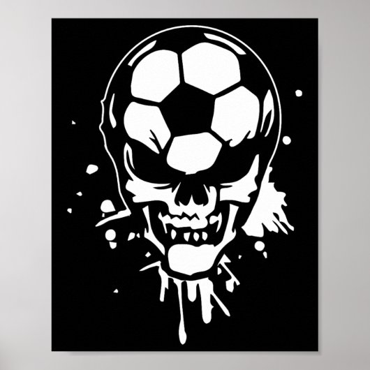 Voetbal Skelet Grappige Speler Halloween Schedel H Poster (Voorkant)