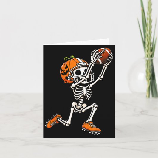 Voetbal skelet halloween pompoen  kaart (Voorkant)