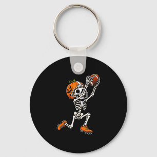 Voetbal skelet halloween pompoen sleutelhanger