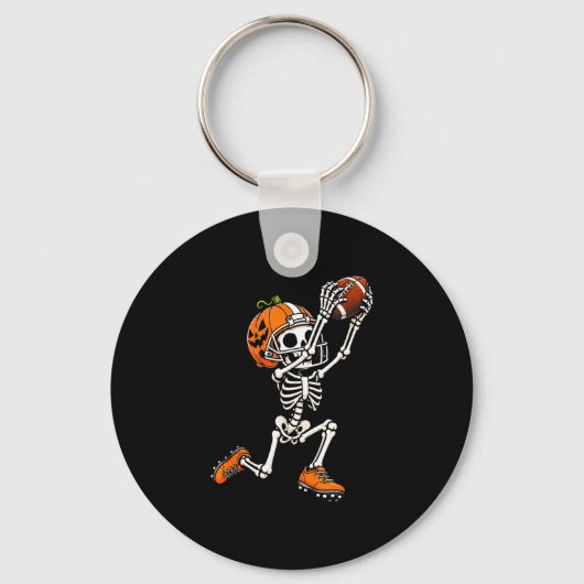 Voetbal skelet halloween pompoen sleutelhanger (Voorkant)