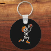 Voetbal skelet halloween pompoen sleutelhanger (Voorkant)