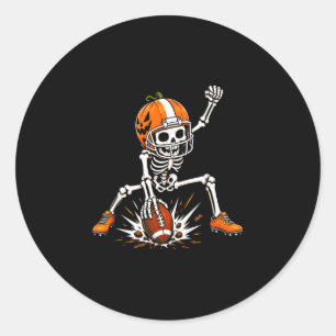 Voetbal skelet pompoen halloween kostuum jongens ronde sticker
