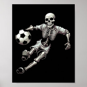 Voetbal Skelet Spelen Voetbal Halloween Skull Love Poster