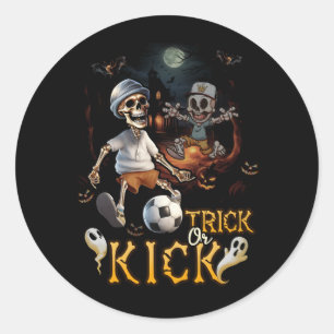 Voetbal Skelet Speler Halloween Trick of Kick Tea Ronde Sticker
