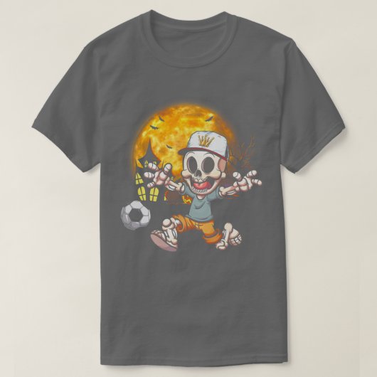 Voetbal Skeleton Halloween Sport Bat Moon T-shirt (Design voorkant)
