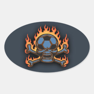 Voetbal Skull III Ovale Sticker