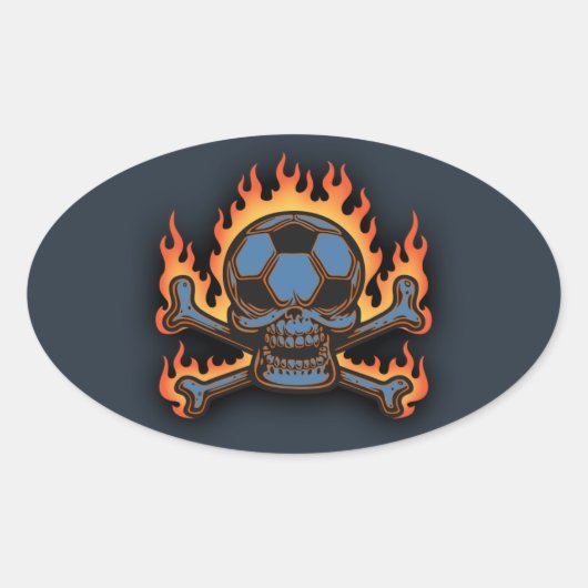 Voetbal Skull III Ovale Sticker (Voorkant)
