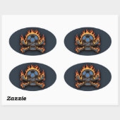 Voetbal Skull III Ovale Sticker (Vel)