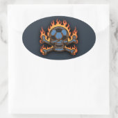 Voetbal Skull III Ovale Sticker (Tas)
